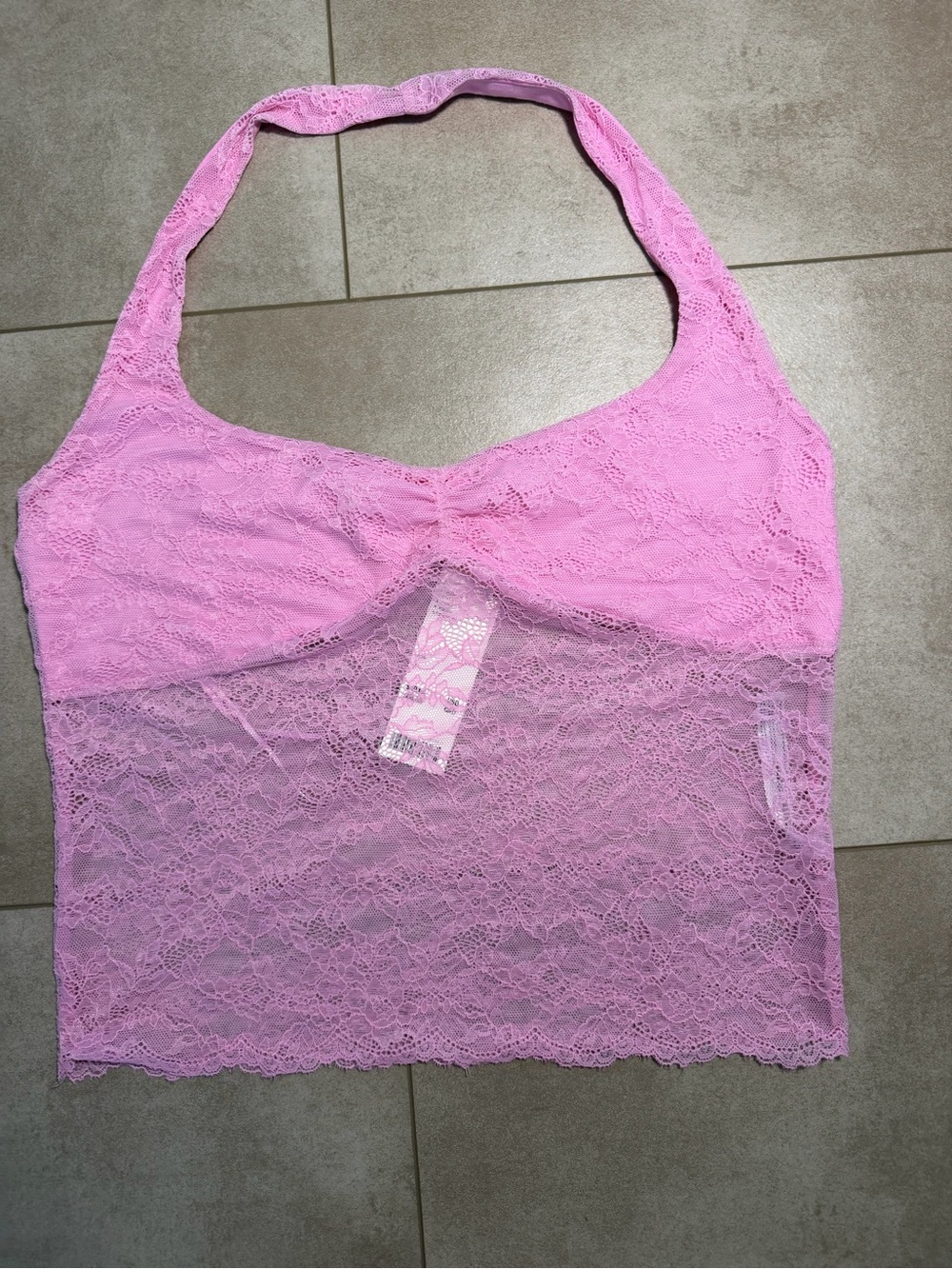 Lace Halter Cami Top - Pink Out From Under Urban Outfitters Coquette Fairy